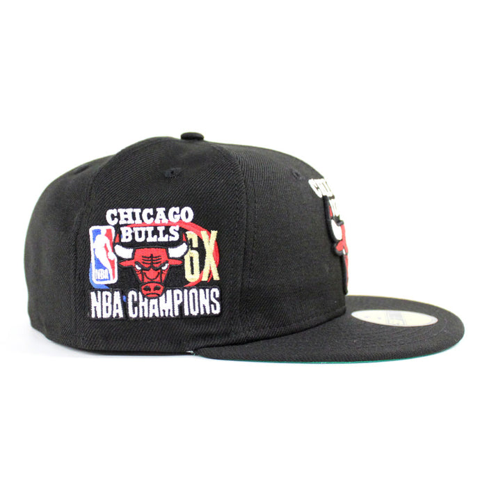 Chicago Bulls NBA CHAMP New Era 59fifty Fitted Hat (Black Gray Under Brim)