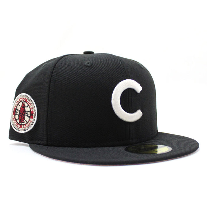 Chicago Cubs 1908 World Series New Era 59Fifty Fitted Hat (Black Pink Under Brim)