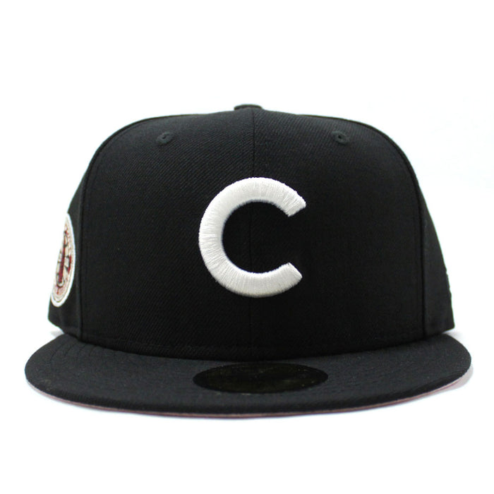 Chicago Cubs 1908 World Series New Era 59Fifty Fitted Hat (Black Pink Under Brim)
