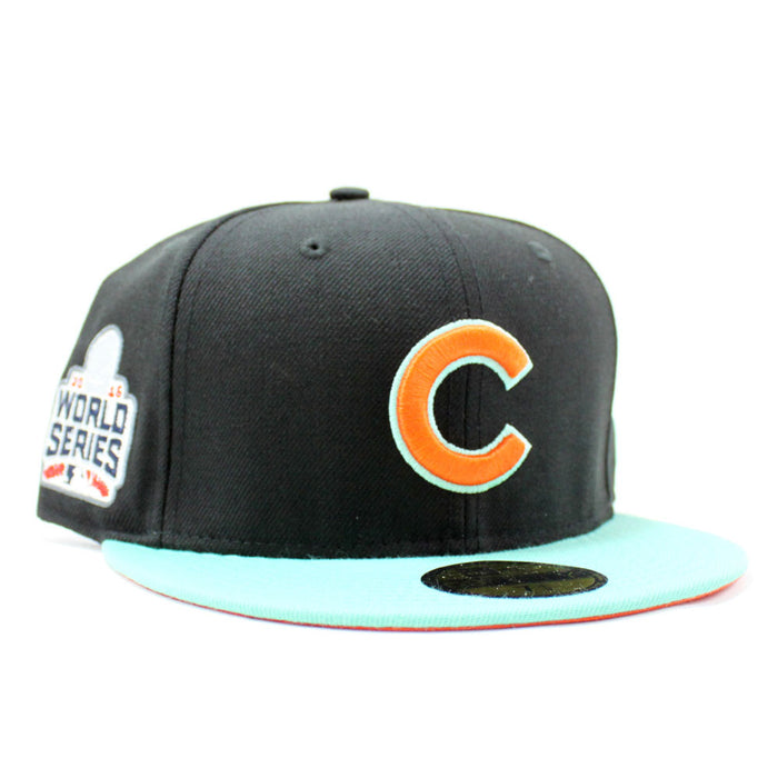 Chicago Cubs 2016 World Series New Era 59Fifty Fitted Hat (Black Mint With Orange Under Brim)