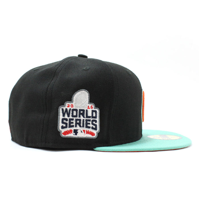 Chicago Cubs 2016 World Series New Era 59Fifty Fitted Hat (Black Mint With Orange Under Brim)
