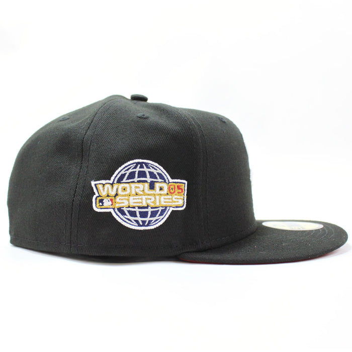 Chicago White Sox 2005 World Series New Era Fitted 59Fifty Hat (Black Red Under Brim)