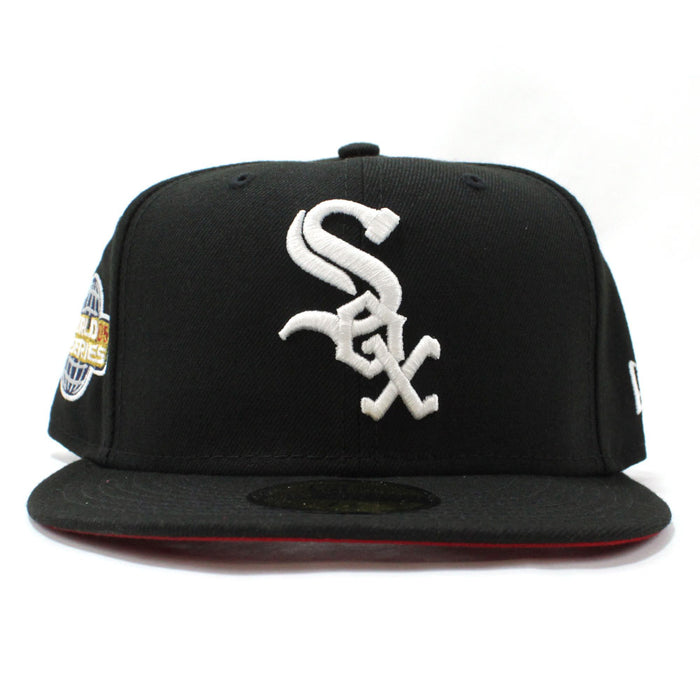 Chicago White Sox 2005 World Series New Era Fitted 59Fifty Hat (Black Red Under Brim)