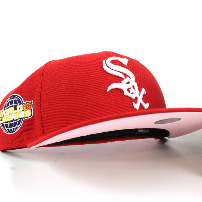 Chicago White Sox 2005 World Series New Era Fitted 59Fifty Hat (Red Pink Under Brim)
