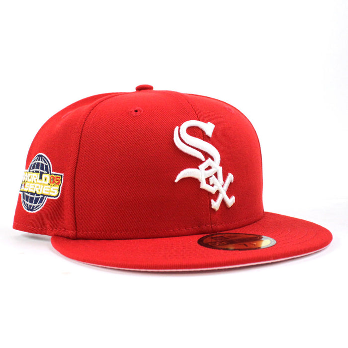 Chicago White Sox 2005 World Series New Era Fitted 59Fifty Hat (Red Pink Under Brim)