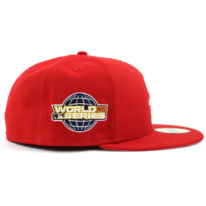 Chicago White Sox 2005 World Series New Era Fitted 59Fifty Hat (Red Pink Under Brim)
