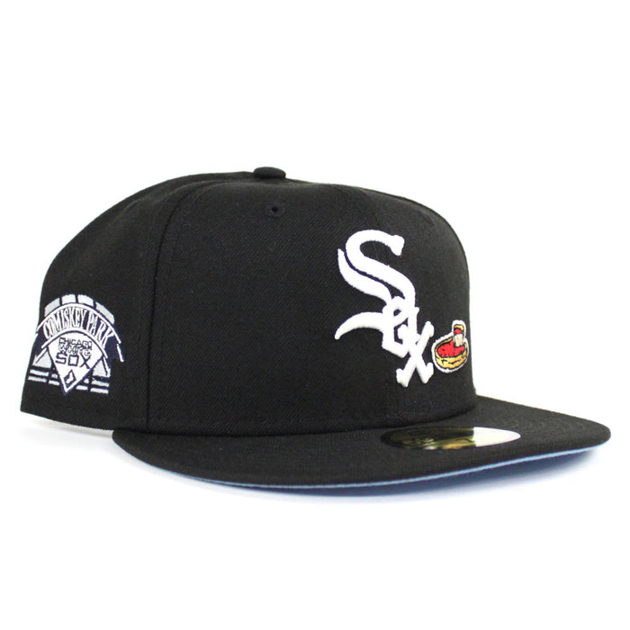Chicago White Sox Deep Dish Comiskey Park New Era 59Fifty Fitted Hat (Black Sky Blue Under Brim)