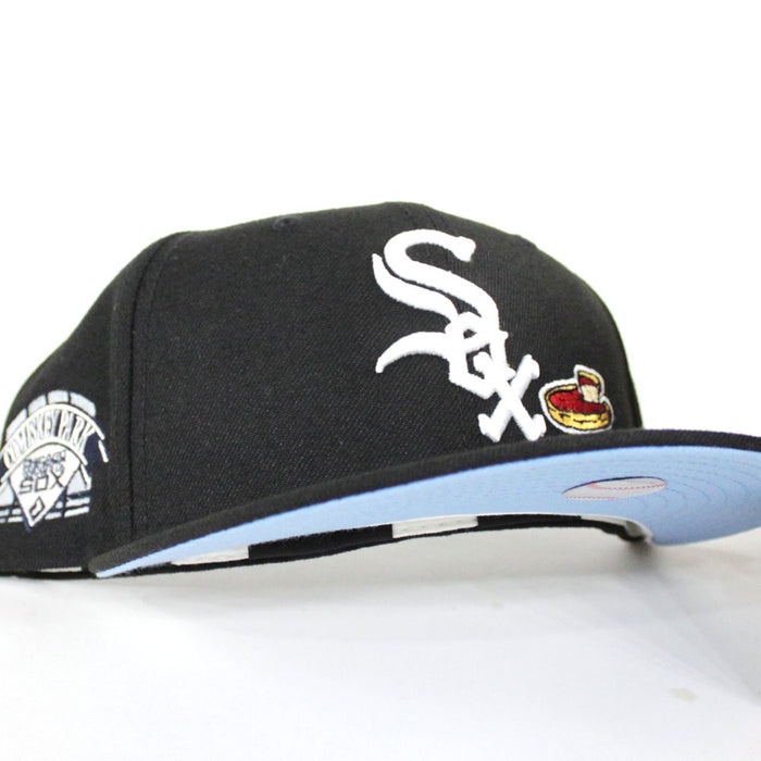 Chicago White Sox Deep Dish Comiskey Park New Era 59Fifty Fitted Hat (Black Sky Blue Under Brim)