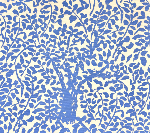 China Seas Fabric: Arbre de Matisse - Custom China Blue on White Linen / Cotton