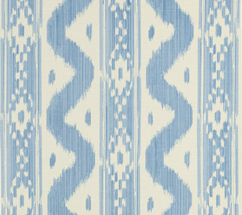 China Seas Fabric: Bali Hai - Custom Blue on Tinted Belgian Linen / Cotton