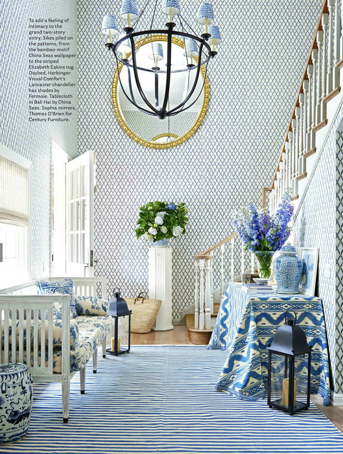Lyford-Diamond-Bamboo-wallpaper-Bali-Hai-tablecloth-Mark-D-Sikes-House-Beautiful-November-2016