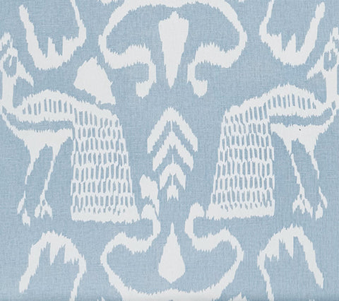 China Seas Fabric: Bali II - Custom Denim Blue on White Lightweight Linen / Cotton