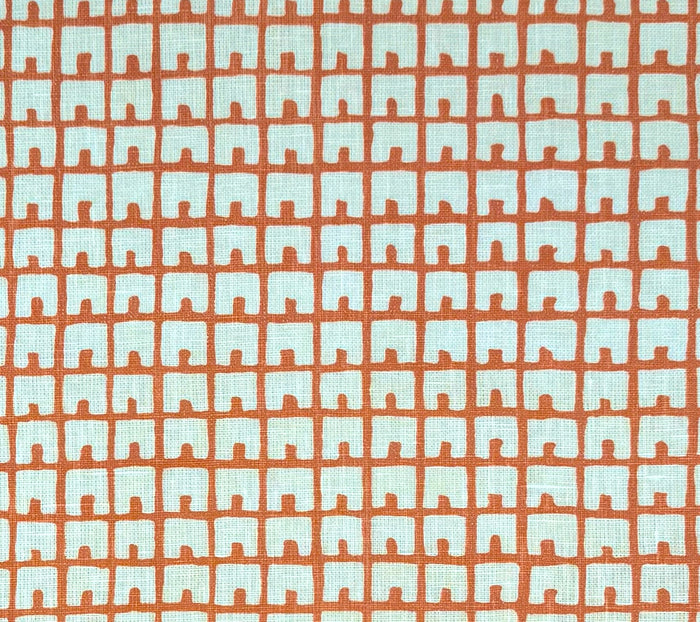 China Seas Fabric: Fez Background - Custom New Shrimp on Tinted 100% Linen
