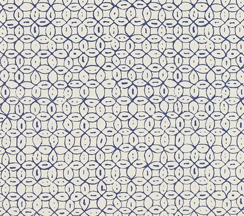 China Seas Fabric: Melong Batik - Custom New Navy on Tinted Belgian Linen / Cotton