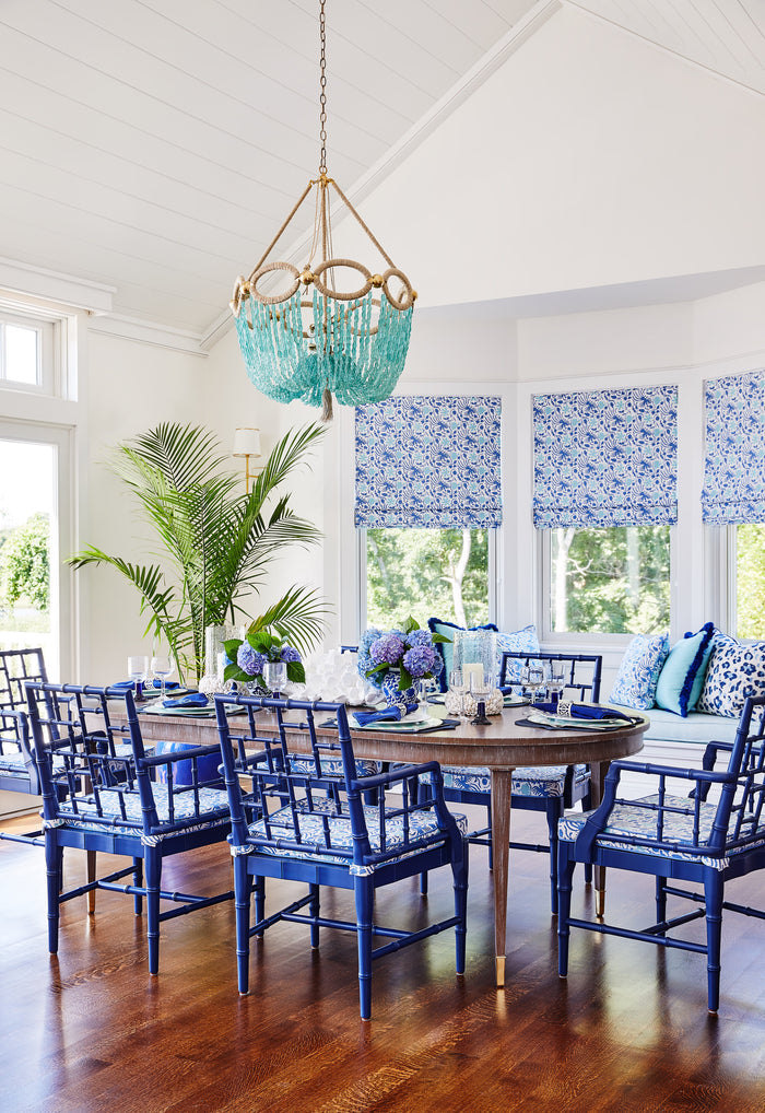 China Seas Fabric: Seya - Custom Blue / Sky on White 100% Linen