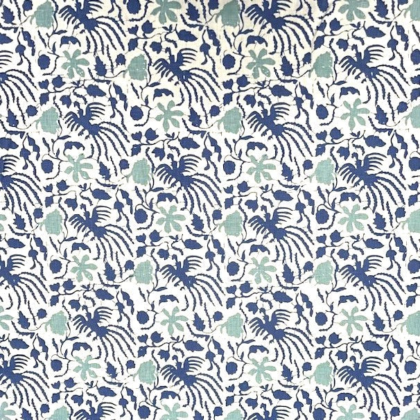 China Seas Fabric: Seya - Custom Blue / Sky on White 100% Linen