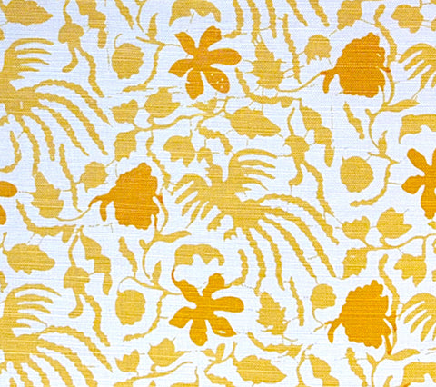 China Seas Fabric: Seya - Custom Multi Yellows on White Belgian Linen / Cotton