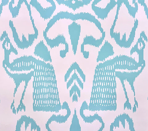 China Seas Wallpaper: Bali Isle - Custom Aqua on Almost White Paper (5 YARD MINIMUM)