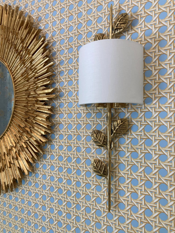 China Seas Wallpaper: Club Cane - Custom Creams / Taupe / Light Blue (FIVE YARD MINIMUM)