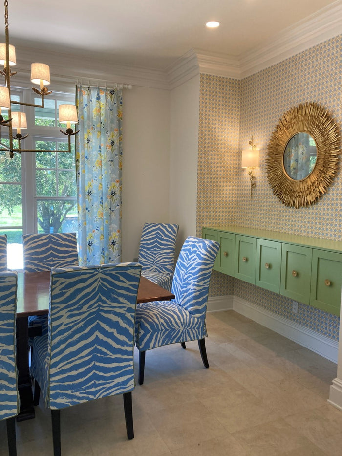 China Seas Wallpaper: Club Cane - Custom Creams / Taupe / Light Blue (FIVE YARD MINIMUM)