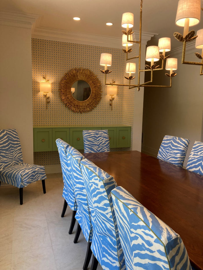 China Seas Wallpaper: Club Cane - Custom Creams / Taupe / Light Blue (FIVE YARD MINIMUM)