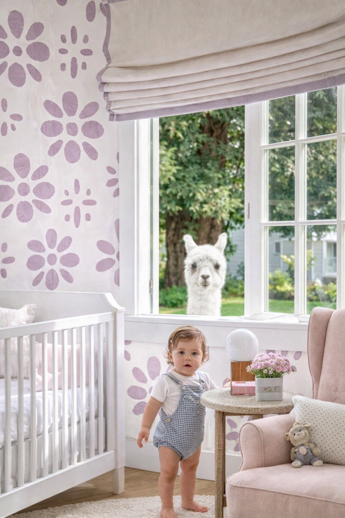China Seas Wallpaper: Wildflowers - Custom Raspberry Ice on White Paper (5 yard minimum)