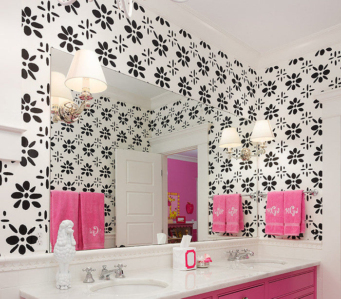 China Seas Wallpaper: Wildflowers - Custom Raspberry Ice on White Paper (5 yard minimum)