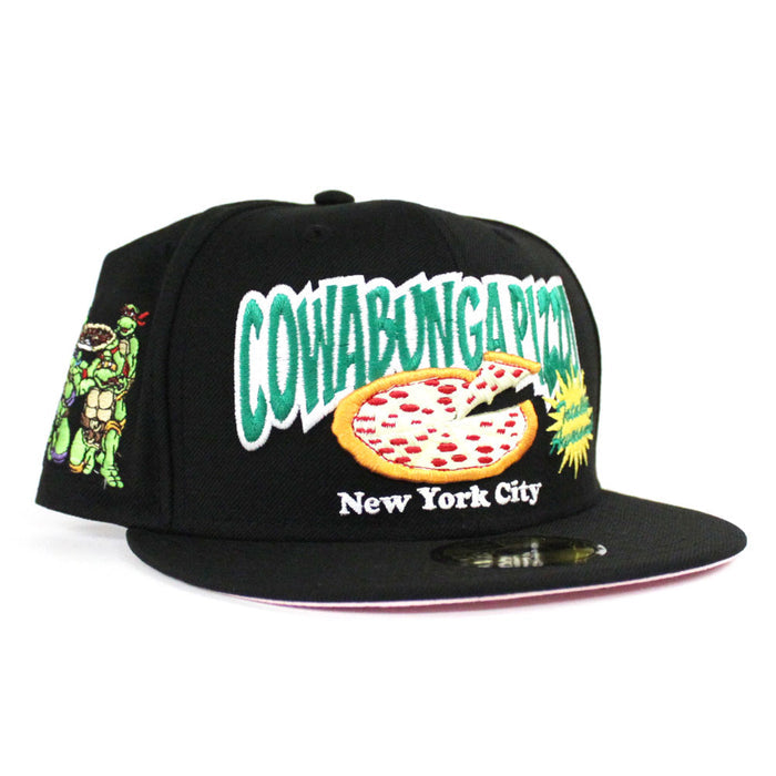 Cowabungapizza The Teenage Mutant Ninja Turtles New Era 59Fifty Fitted Hat (BLACK PINK Under Brim)
