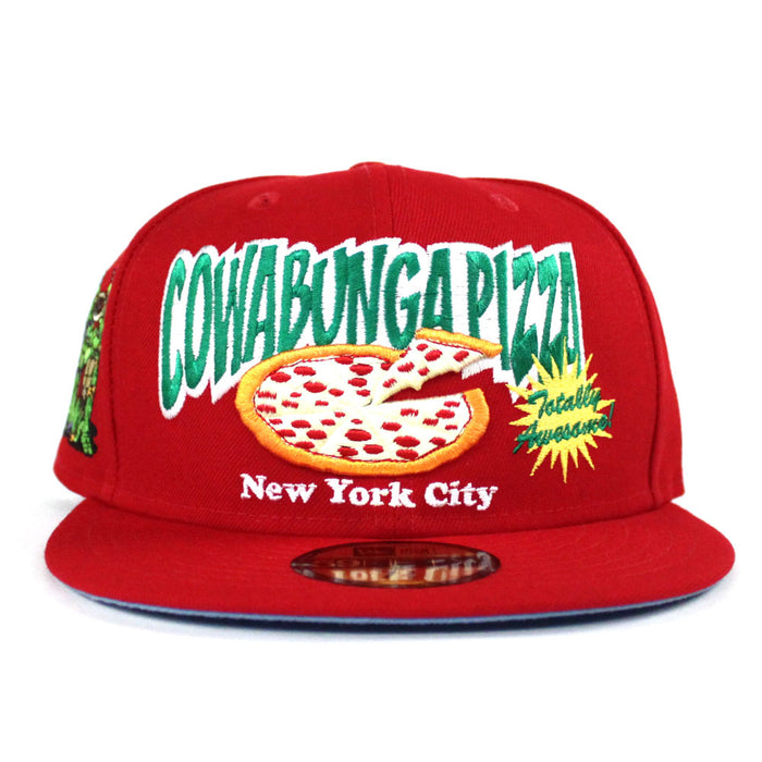Cowabungapizza The Teenage Mutant Ninja Turtles New Era 59Fifty Fitted Hat (Red Blue Under Brim)