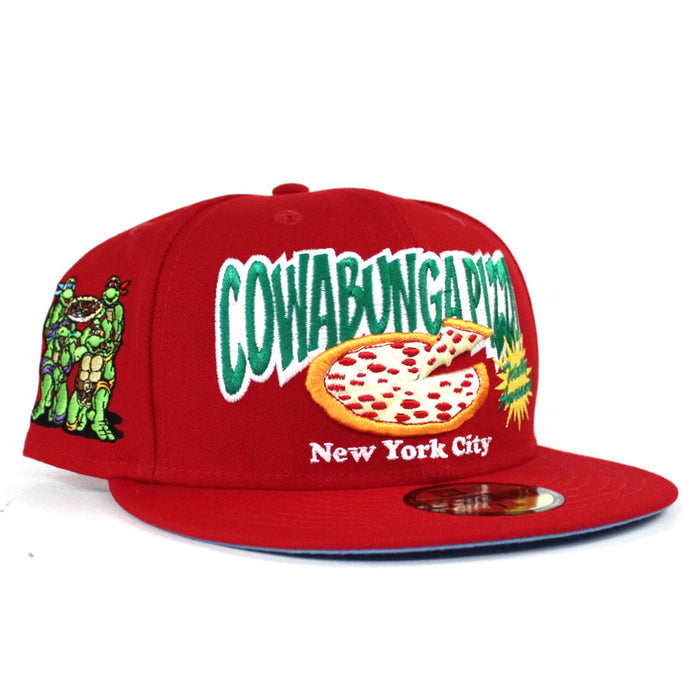 Cowabungapizza The Teenage Mutant Ninja Turtles New Era 59Fifty Fitted Hat (Red Blue Under Brim)