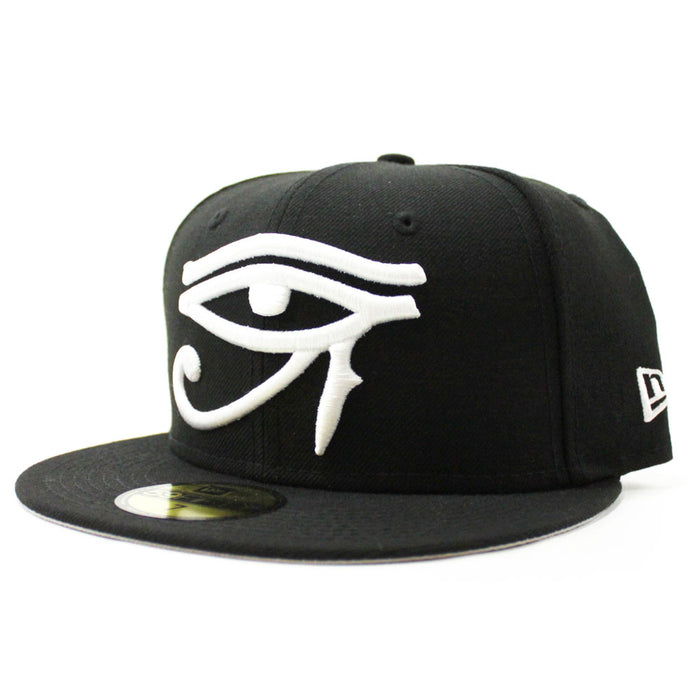 Eye of Horus New Era 59Fifty Fitted Hats (Black White Gray Under Brim)