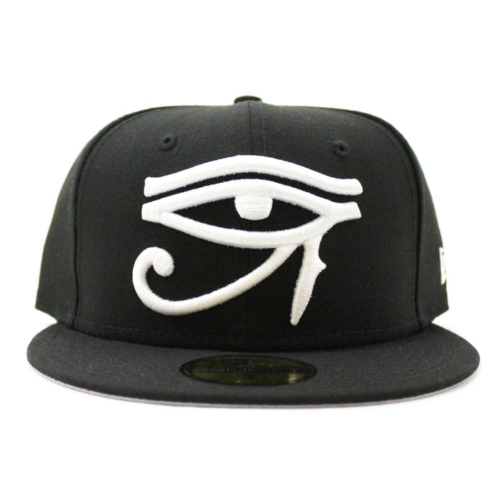 Eye of Horus New Era 59Fifty Fitted Hats (Black White Gray Under Brim)