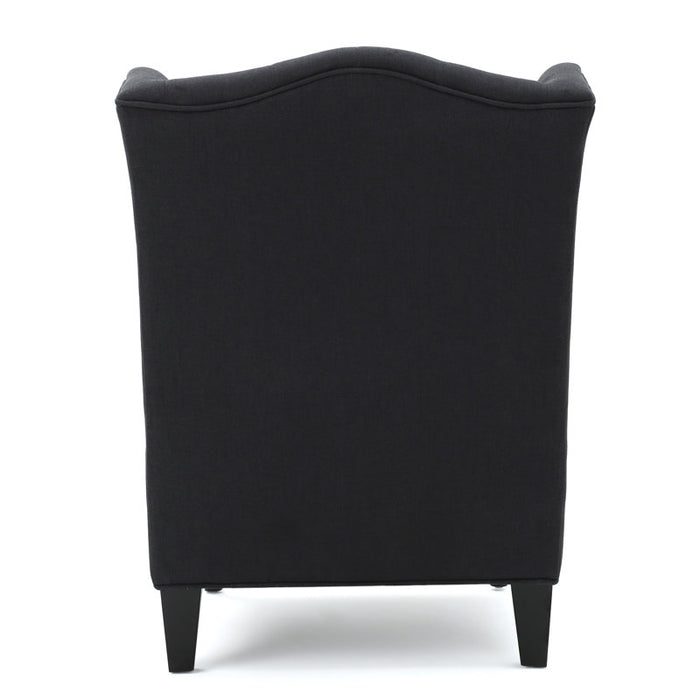 Fauteuil à oreilles capitonné en polyester Danni Lee, 70,10 cm de large, couleur anthracite foncé