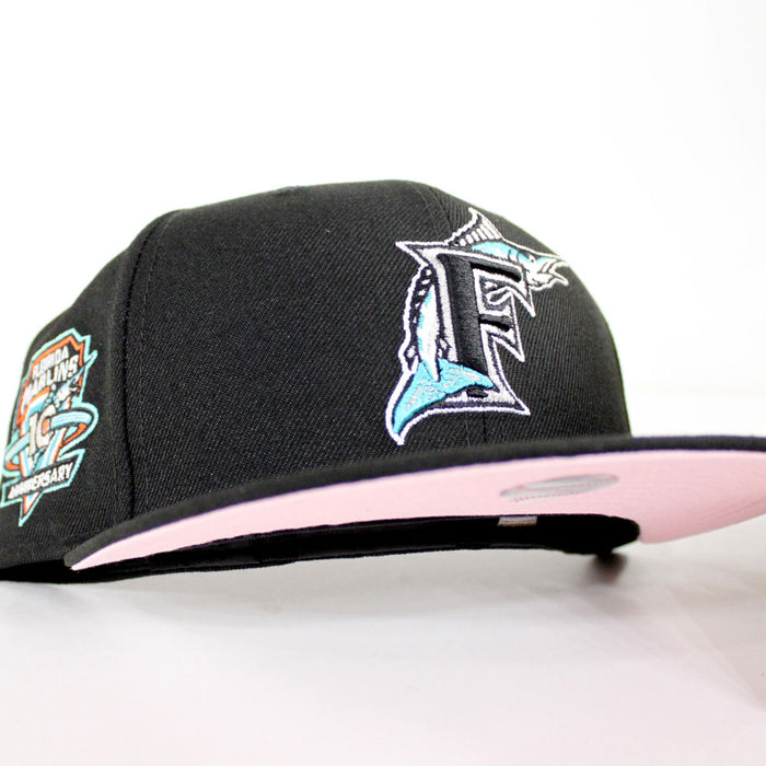 Florida Marlins 10 ANNIVERSARY New Era 59Fifty Fitted Hat (Black PINK Under brim)