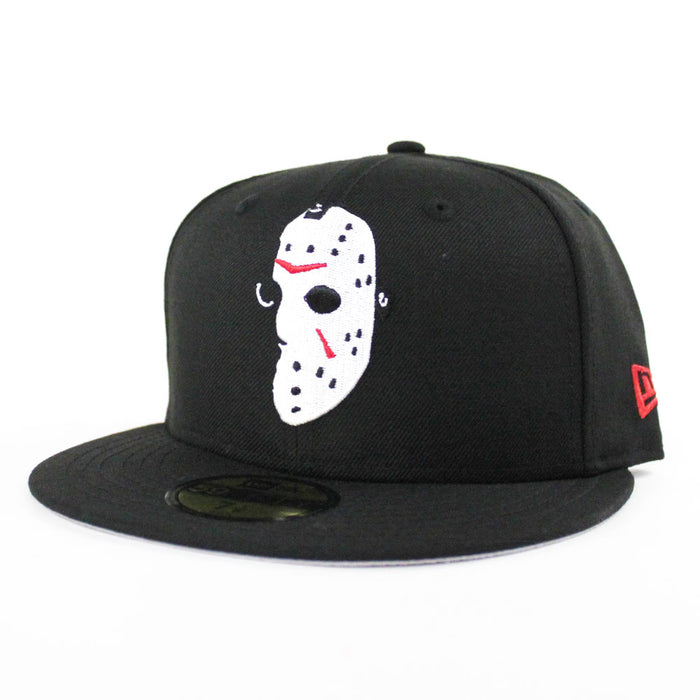 Friday the 13th Jason Head New Era 59Fifty Fitted Hat (Black Gray Under Brim)
