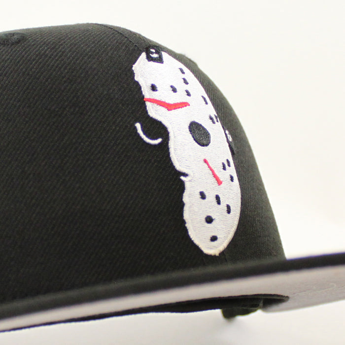 Friday the 13th Jason Head New Era 59Fifty Fitted Hat (Black Gray Under Brim)