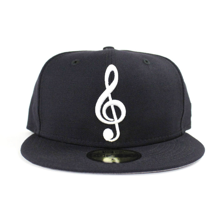 G Clef Music Note New Era Fitted Hat (Navy Gray Under Brim)