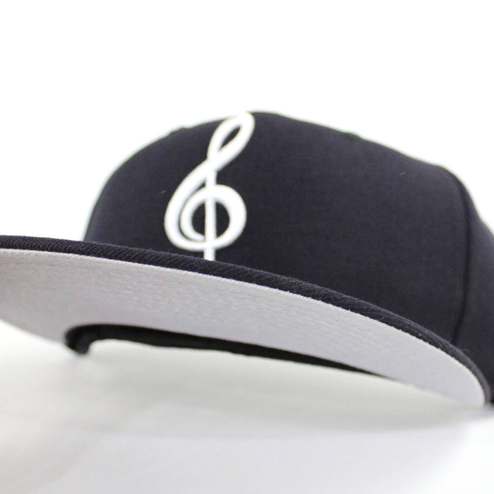 G Clef Music Note New Era Fitted Hat (Navy Gray Under Brim)