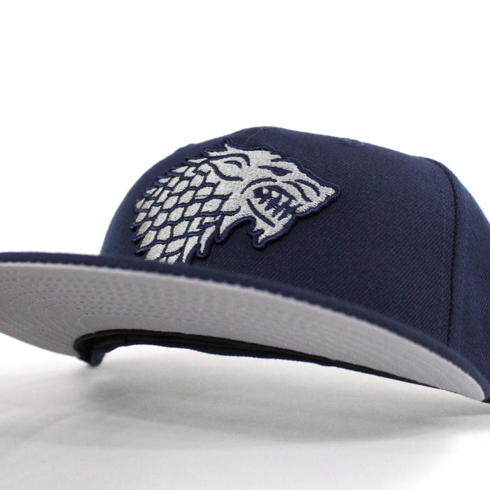 Game of Thrones House Stark of Winterfell Direwolf New Era 59Fifty Fitted Hat (Navy Gray Under Brim)