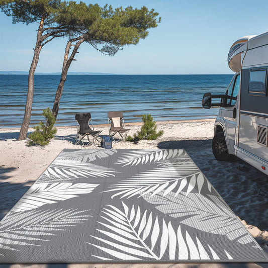 Grey / White Waterproof Reversible Plastic Outdoor Mat