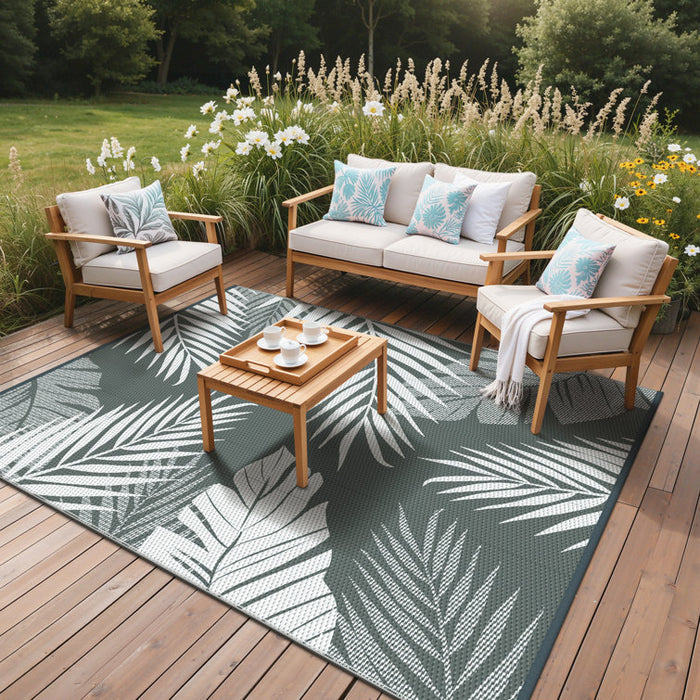 Grey / White Waterproof Reversible Plastic Outdoor Mat