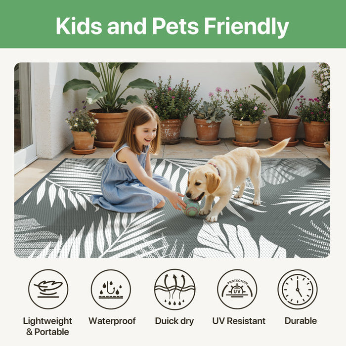 Grey / White Waterproof Reversible Plastic Outdoor Mat