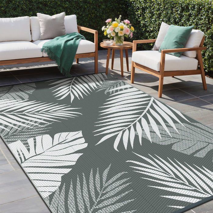 Grey / White Waterproof Reversible Plastic Outdoor Mat
