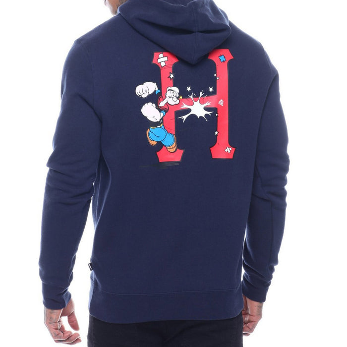 HUF x Popeye CLASSIC H FLEECE HOODIE SWEATSHIRT (NAVY)