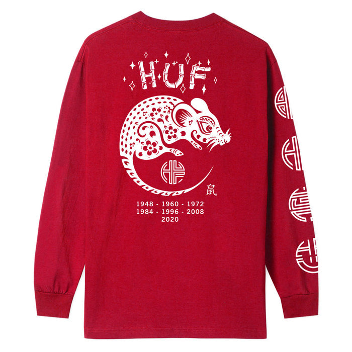 Huf x YEAR OF THE RAT LS TEE (RED)