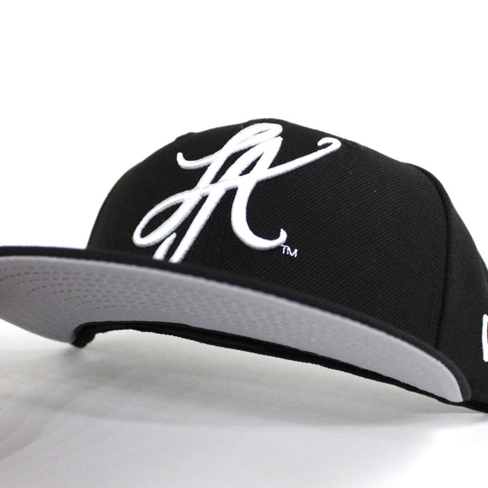 LA Script New Era 59Fifty Fitted Hat (Raiders Color Way Gray Under Brim)