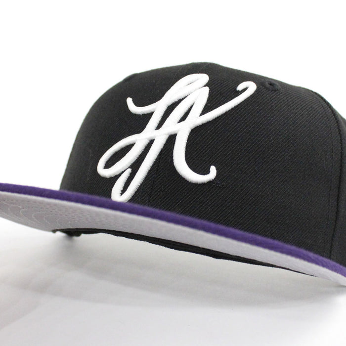 LA Script New Era 59Fifty Hat (LA Lakers Color Way Gray Under Brim)