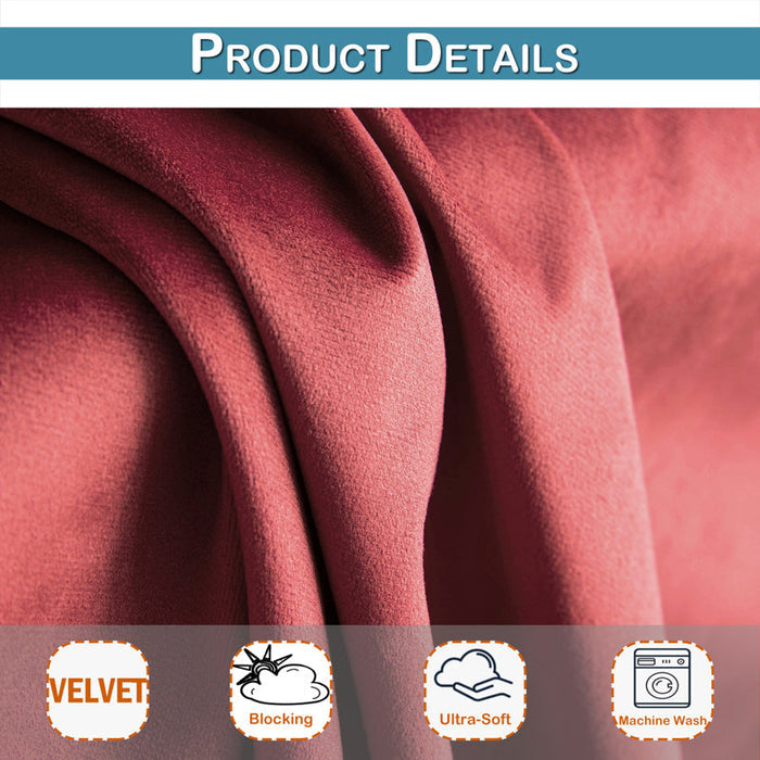Lauier Velvet Room Darkening Curtain Pair (Rouge)