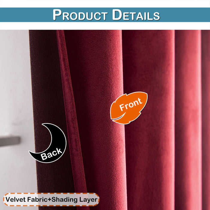 Lauier Velvet Room Darkening Curtain Pair (Rouge)