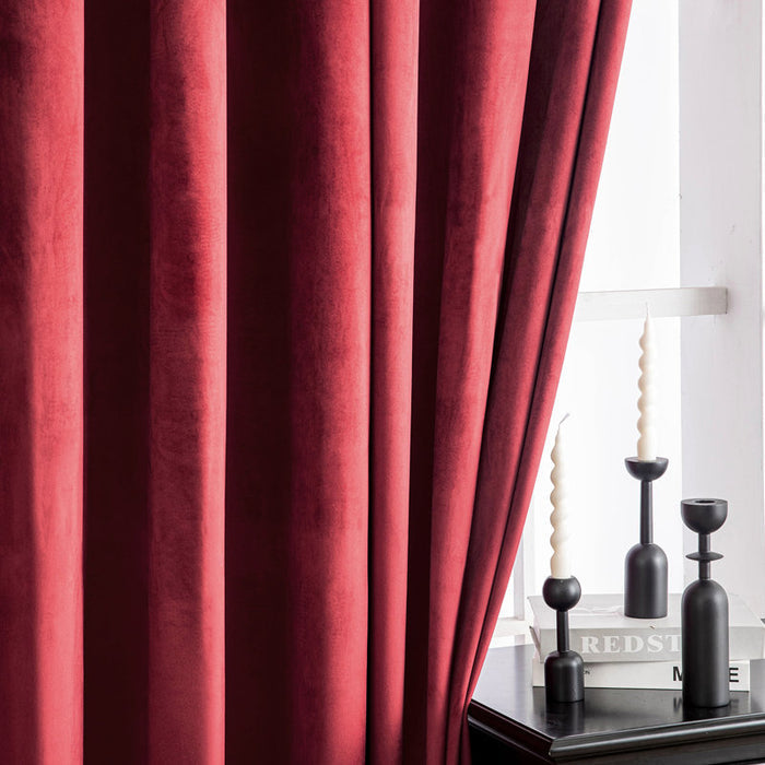Lauier Velvet Room Darkening Curtain Pair (Rouge)